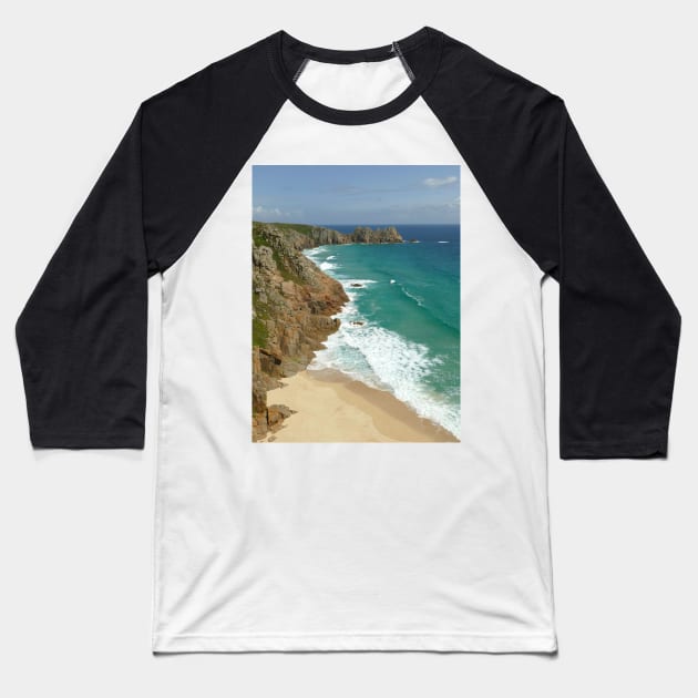 Logan Rock, Porthcurno, Cornwall Baseball T-Shirt by Chris Petty